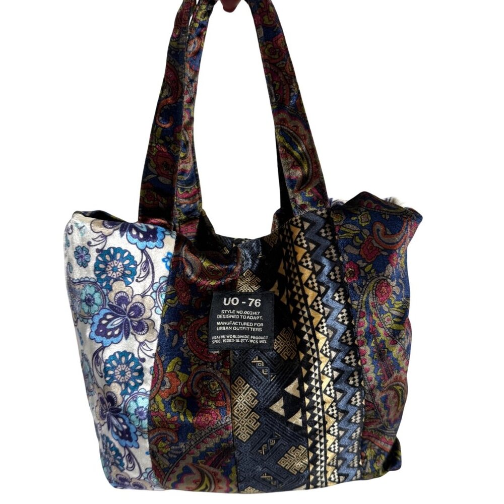 Urban Outfitters UO-76 Velvet/Velour Patchwork Mini Tote Bag